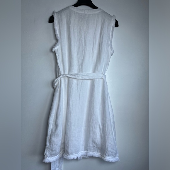 NW T J.Crew Size XL 100% Linen Raw-hem mini shirtdress In white - Picture 9 of 15